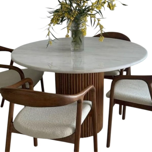 Bộ bàn ăn tròn Scandi 4 ghế